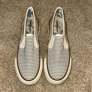 Tommy Bahama Cream and Brown Striped Women's Sneakers